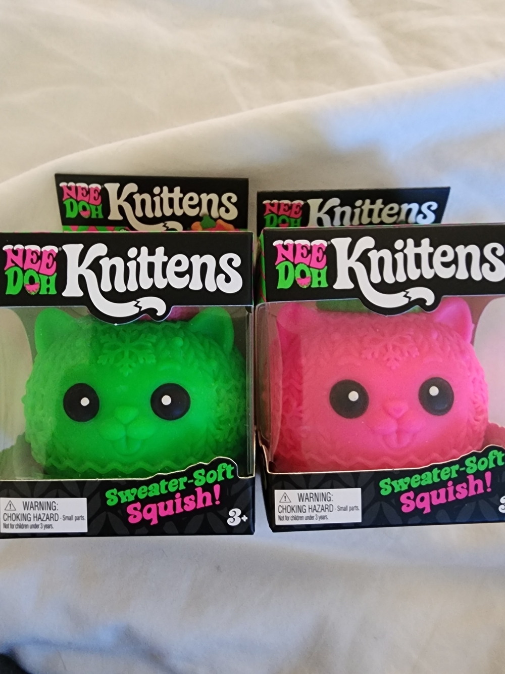 Nee Doh - Knittens Soft Squish, Brand New RARE > Pink & Green Set